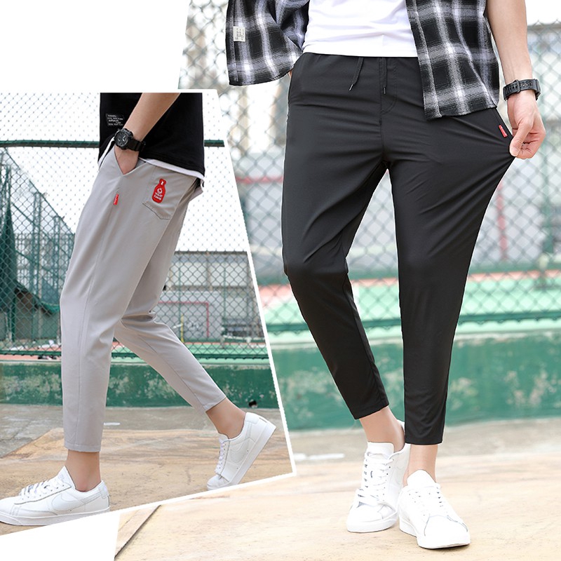 Men Pants Stretch Fabric Four Side Long Trousers Men's Casual High