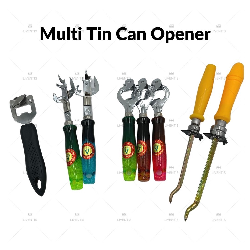 Tin Can Opener Multipurpose Stainless Steel/Metal Can Opener Pembuka Tin Penebuk Tin Heavy Duty Manual Traditional