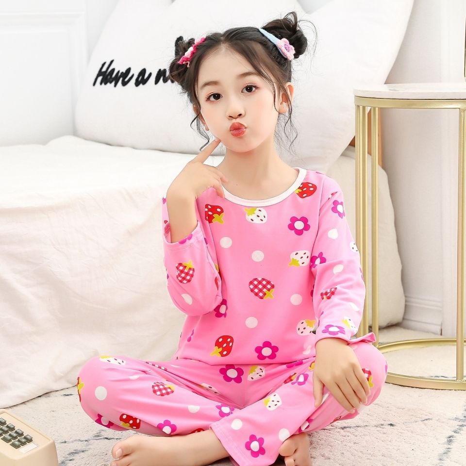 Ready Stock 4 16tahun Set Baju Tidur Kanak Kanak Kanak Kanak Lelaki Dan Perempuan Piyama Kartun Comel Seluar Panjang Lengan Pakaian Rumah