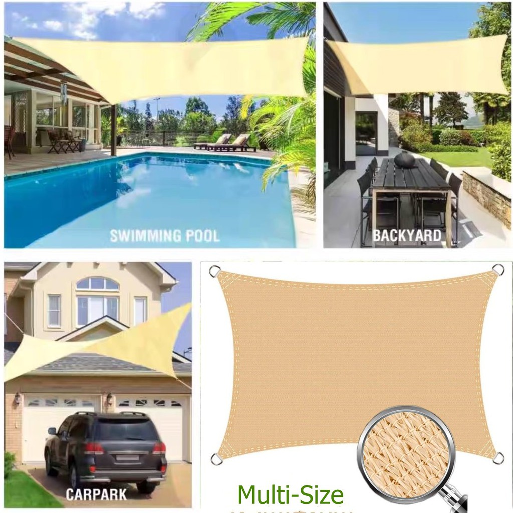 SUNNI 95 UV Protection Beige Balcony Sun Shade Sail ,Courtyard Sunscreen Sail for Outdoor&Car