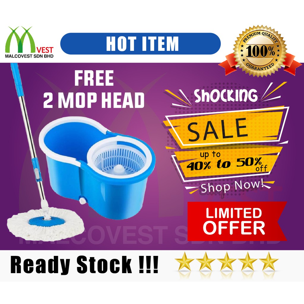 Floor Cleaning Mop set / Blue Mop/ Mop /Mop Lantai / Soap Dispenser