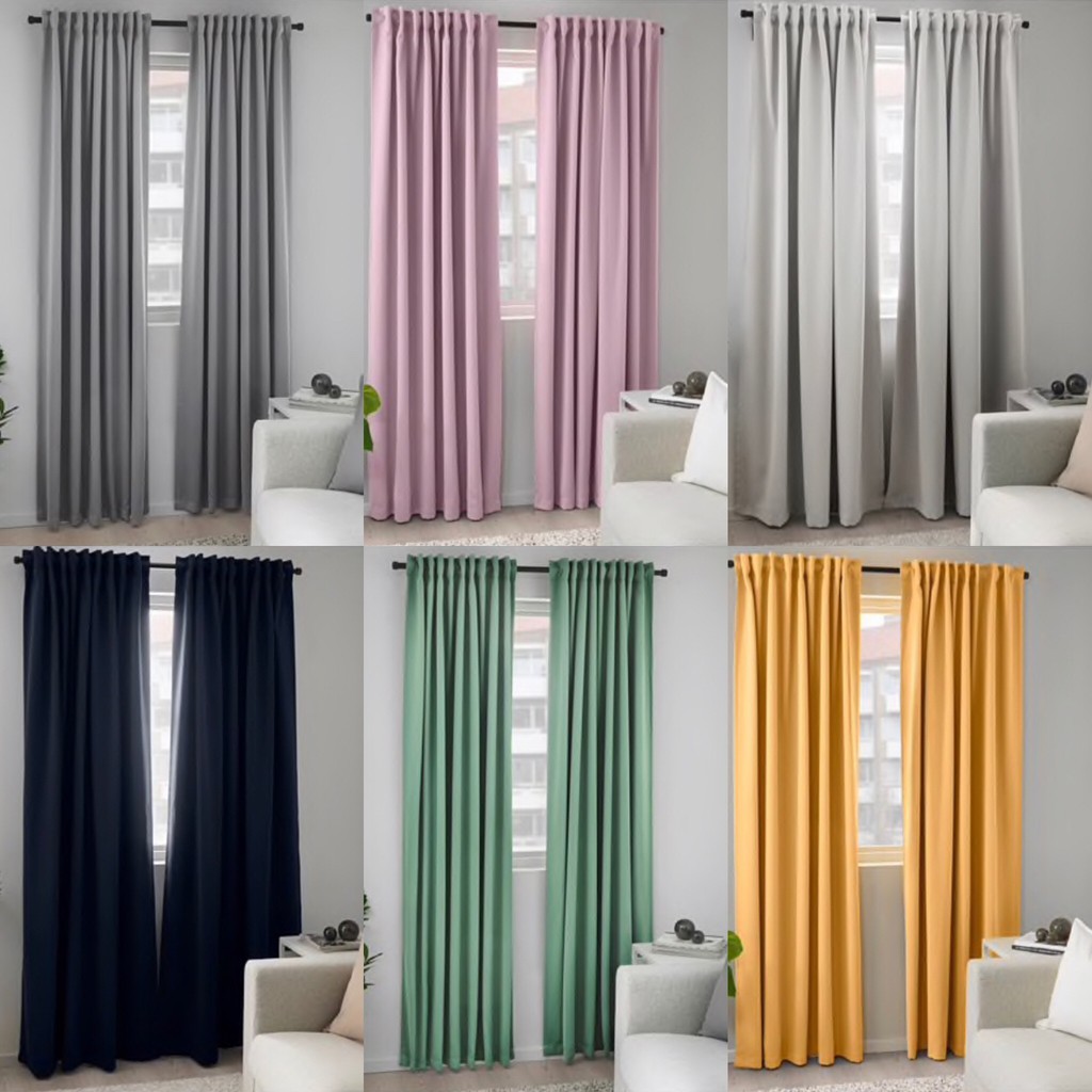 IKEA MAJGULL Block-out curtains, 1 pair | Shopee Malaysia