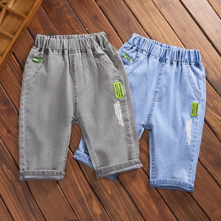 3-10 Years Summer Kids Waist Straight Thin Denim Seventh Pants Boy ...