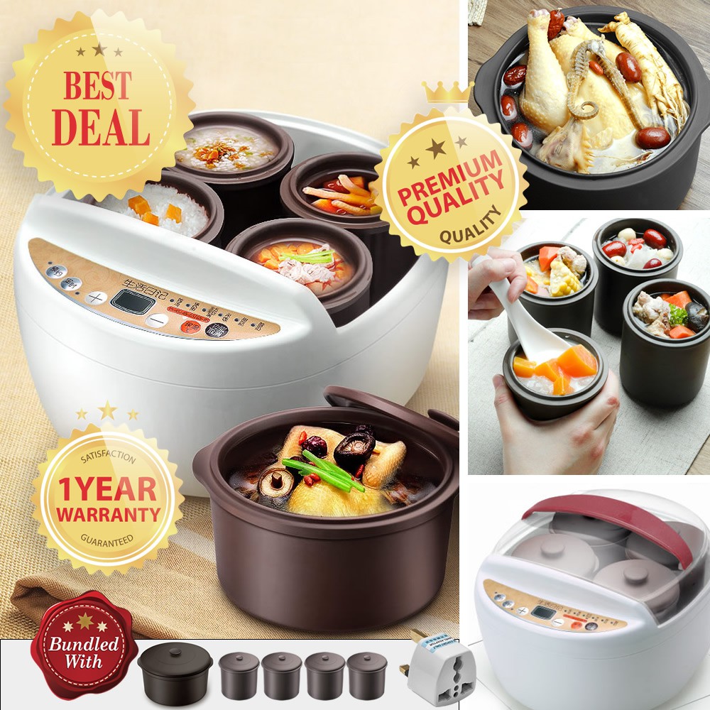 MINIPOT D622 2L Water-isolated 5-in1 Multi-stew Purple Clay Slow Cooker (5 purple sand inner pot)