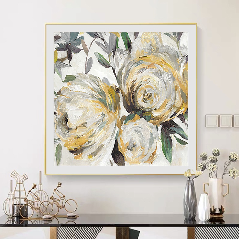 Scandinavian Abstract Flower Canvas Painting Yellow Plant Leafs Posters and Prints Wall Art Pictures ​for Living Room