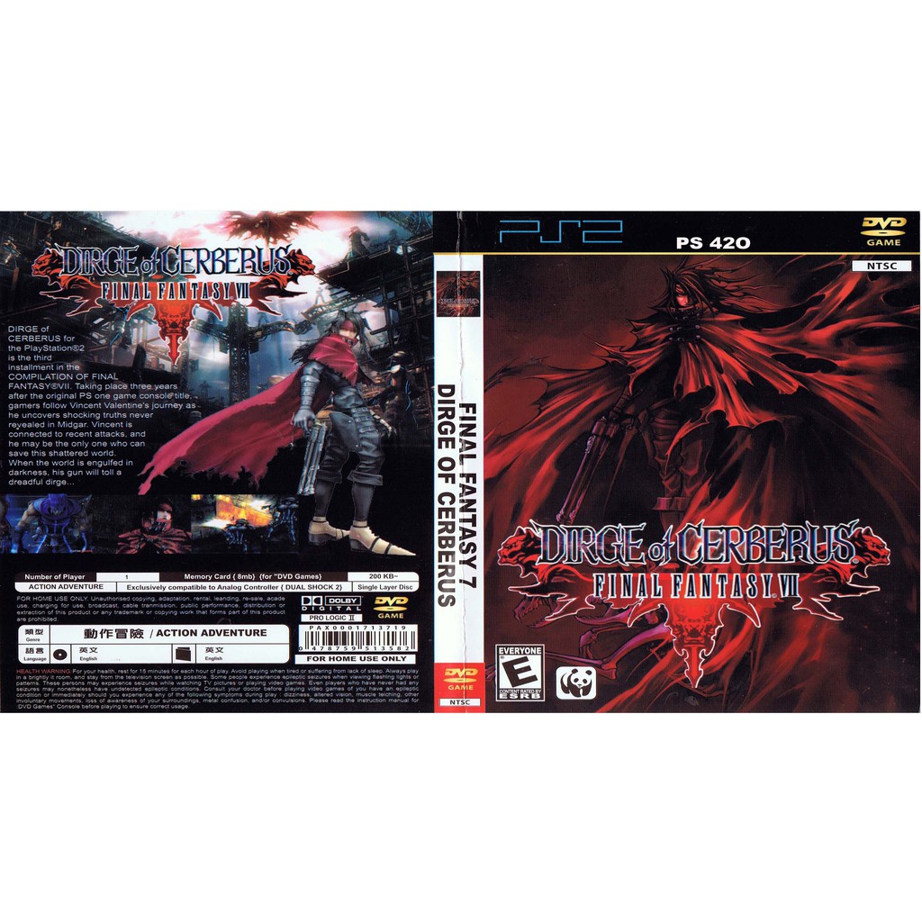 Ps2 Game Collection Final Fantasy 7 Dirge Of Cerberus Shopee Malaysia