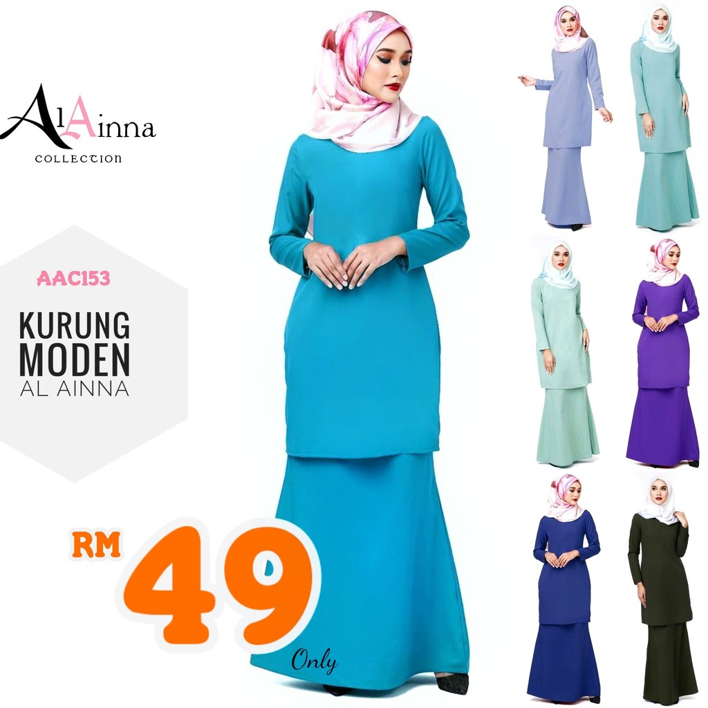  Kurung  Moden  Plain  Basic Jannah Pahang XS XXL AAC153 