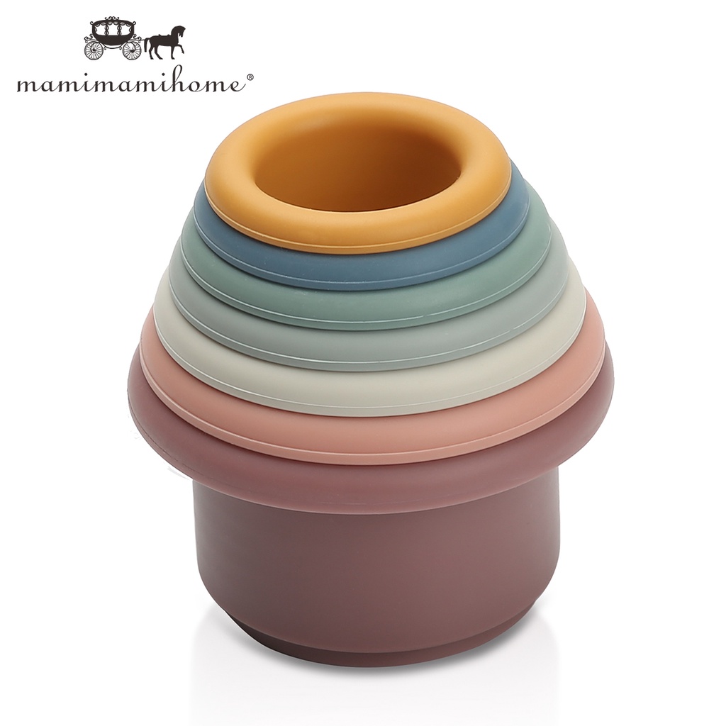 Have Must Baby Stacked Cup Silicone Building Block Montessori Education Toy Hourglass Plastic Folding Tower Bath Game... - Image 5