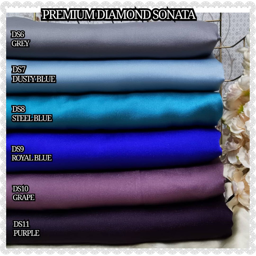 Hot Kain Pasang Premium Diamond Sonata Satin 0.5m Bidang