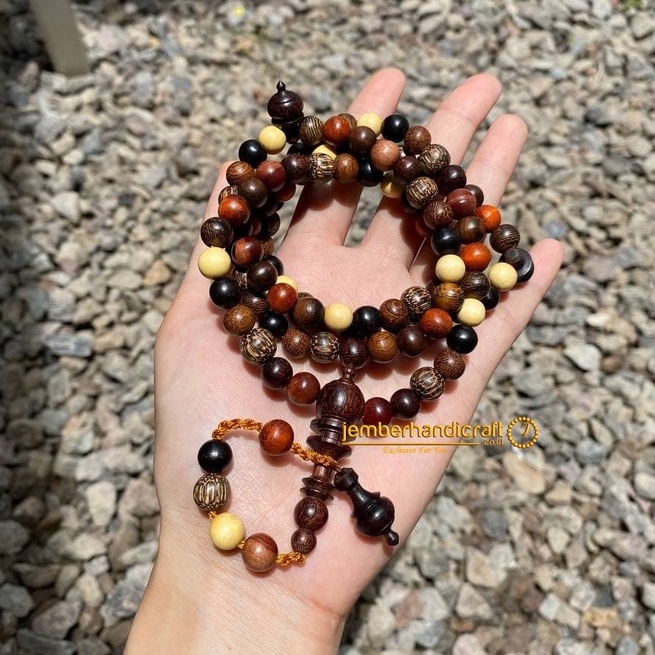 KAYU Tasbih COMBINATION of 9 Lucky Wood 8mm and 10mm| Certified Combination Wooden Prayer Beads and Premium Box