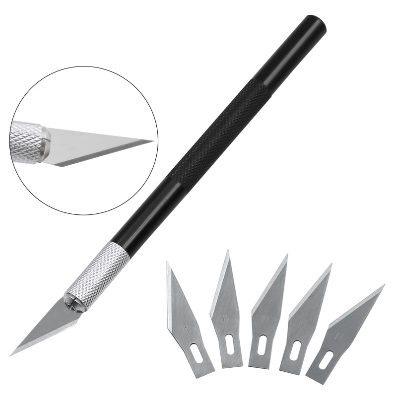 6pcs/Set Precision Hobby Knife Metal Handle with Blades for Arts Wood