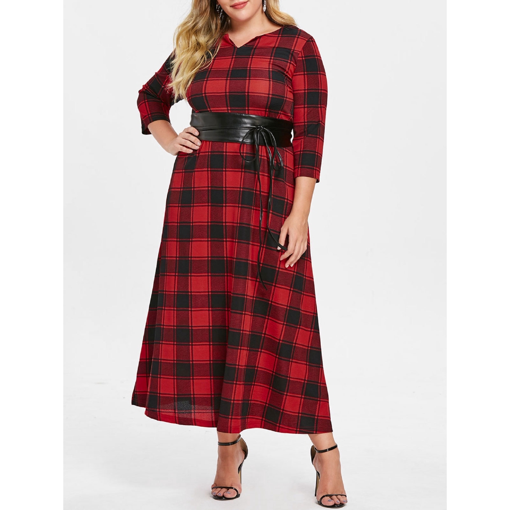 plaid maxi dress plus size