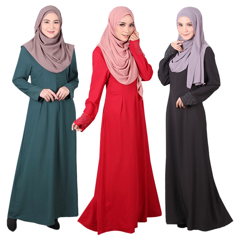 Km Classic Solid Jubah Muslimah Wear Baju  Raya 