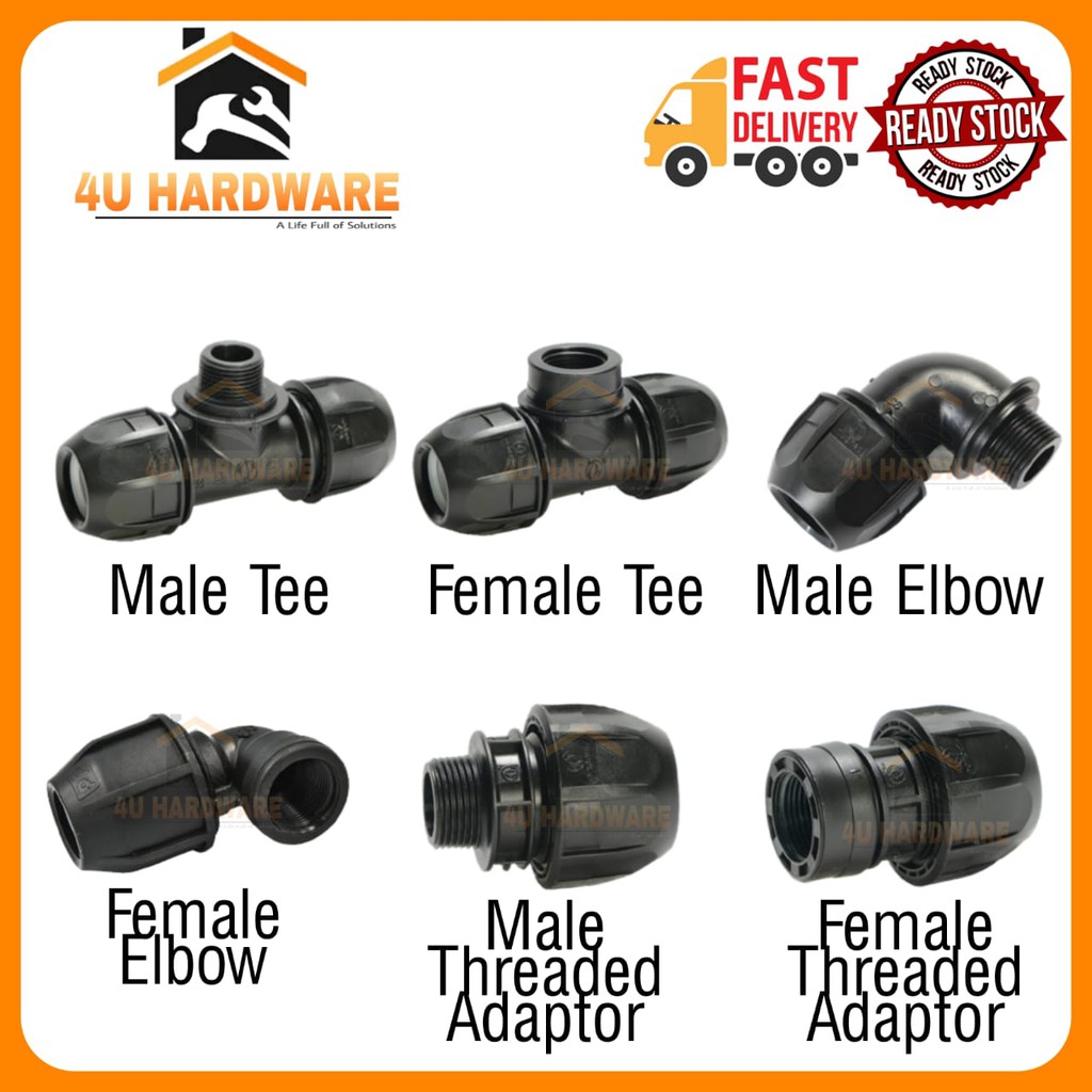 Poly Pipe Fittings/HDPE/Male/Female Elbow/Bend/Tee/Threaded Adaptor ...