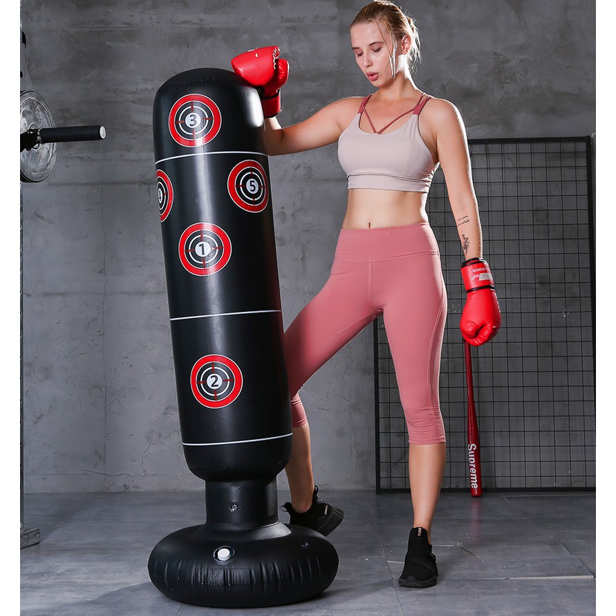 1.6M Inflatable Boxing Bag Martial Punching Stand Fitness Tumbler Equipment Set 