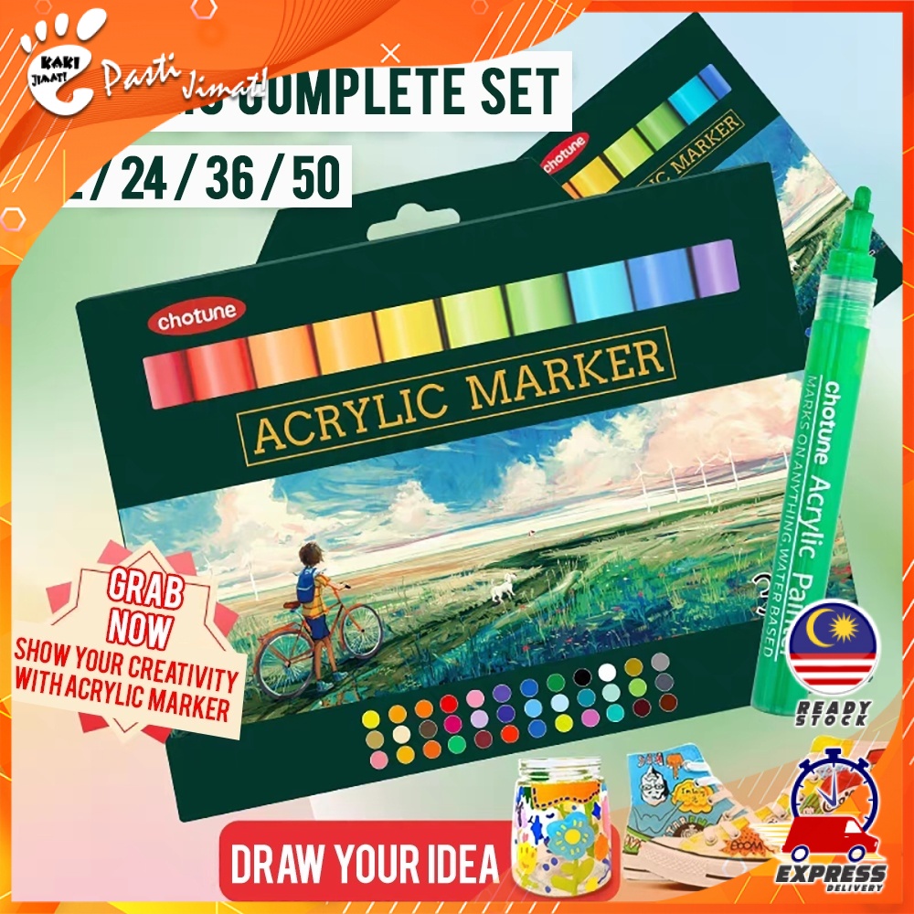 Kakijimat Acrylic Marker Paint Marker Craft Marker 12 Colours