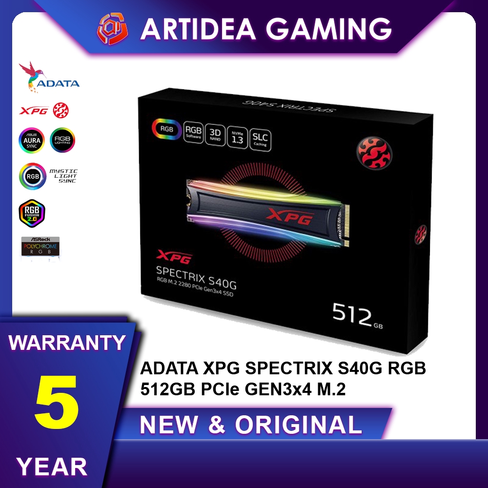 Adata Xpg Spectrix S40g Rgb 512gb Pcie Gen3x4 M 2 As40g 512gt C Shopee Malaysia