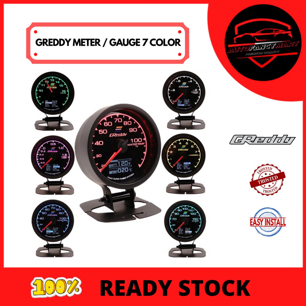 GReddy OEM Digital Meter Gauge With Sensor (Water Oil Temp RPM Vacuum