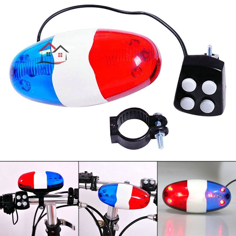 Globeagle 6 LED Bike Police Front Light Warning Siren Cycling Electric Horn Bell 