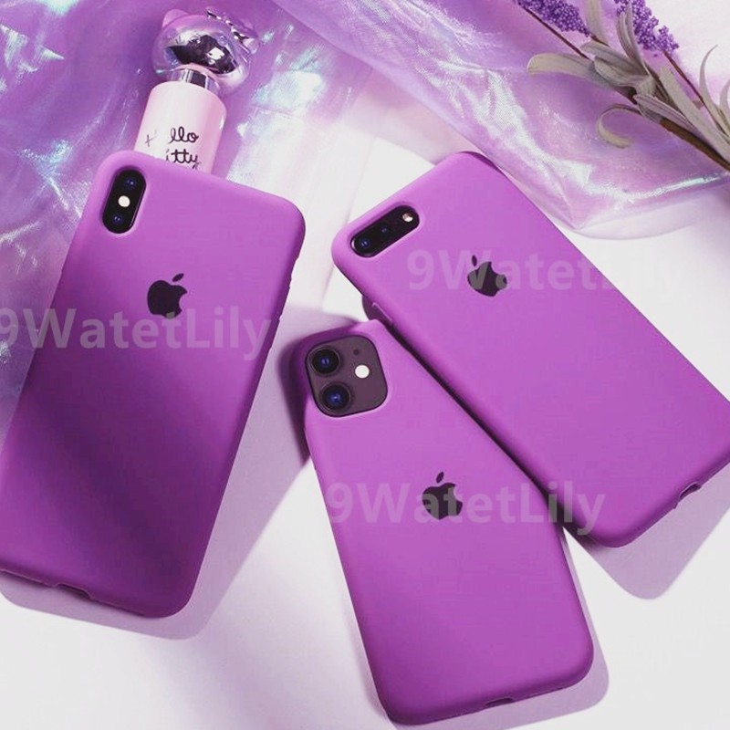 Purple Full Coverage Iphone 12 12 Pro Max 12mini 11 Pro Max 7 8 Plus X Xs Max Xr 6sp 6 Solid Color Liquid Silicone Phone Case Shopee Malaysia