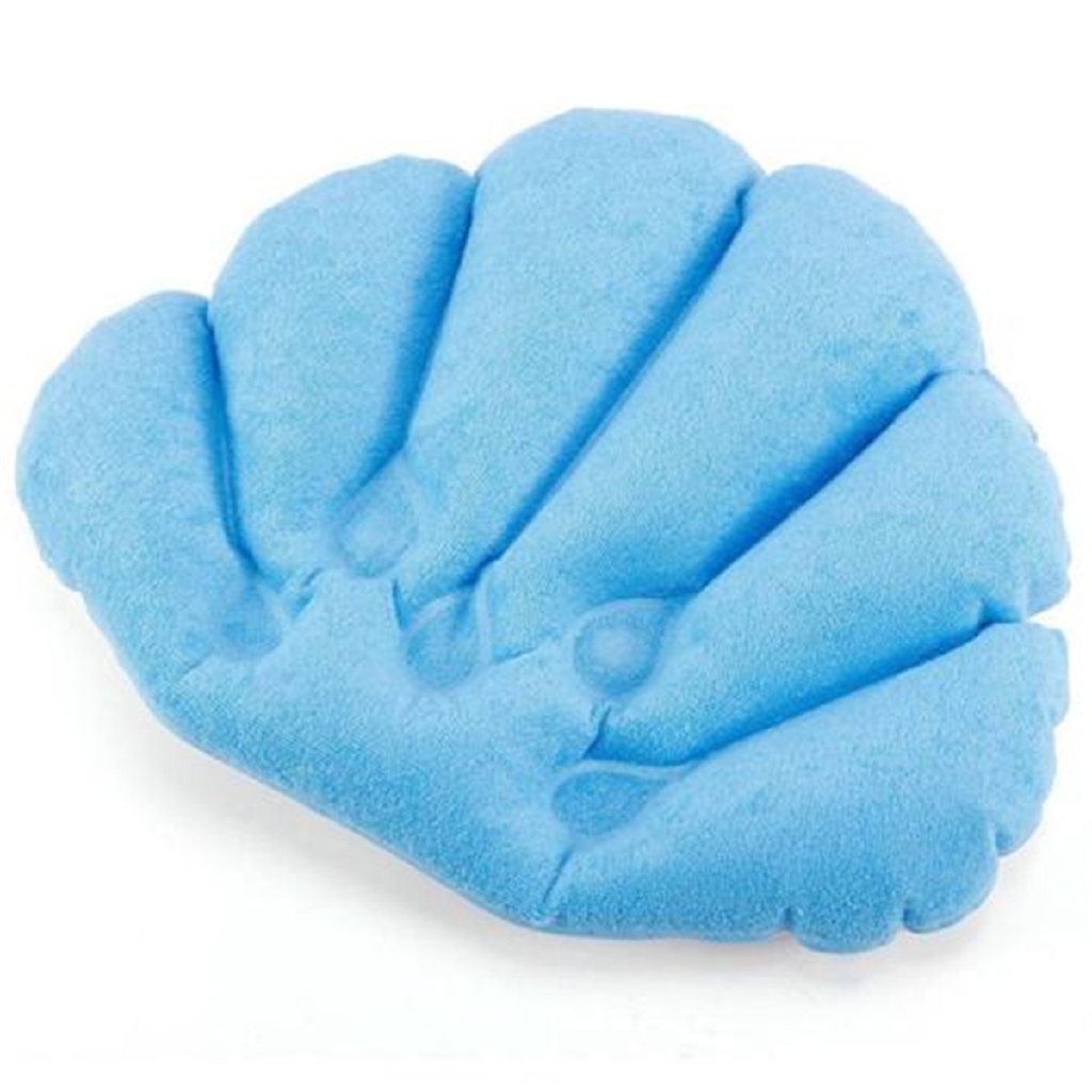1pc Random Color Shell Inflatable Terrycloth Bath Pillow Suction
