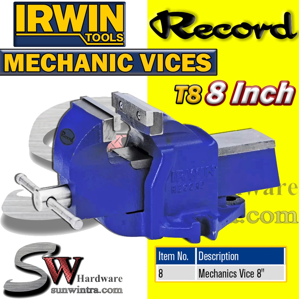 Irwin 8 inch / 203mm Record Heavy Duty Mechanics Vices Vice Vise #T8 #8 No. 8