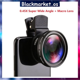 2in1 37mm 0.45x Super Wide Angle + Macro Phone Clip Camera Lens Fish Eye for Mobile Phone / Tablet / Camera