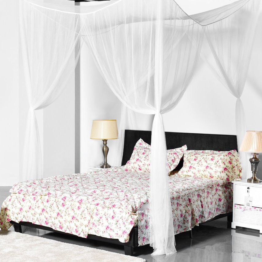 Super Size Four Corner Square Mosquito Net Bed Canopy Set Bedroom