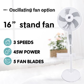16 inch kipas stand fan silent fan 5 blades kipas berdiri kipas angin floor fan cooling fan  electric fan[Ready Stock]