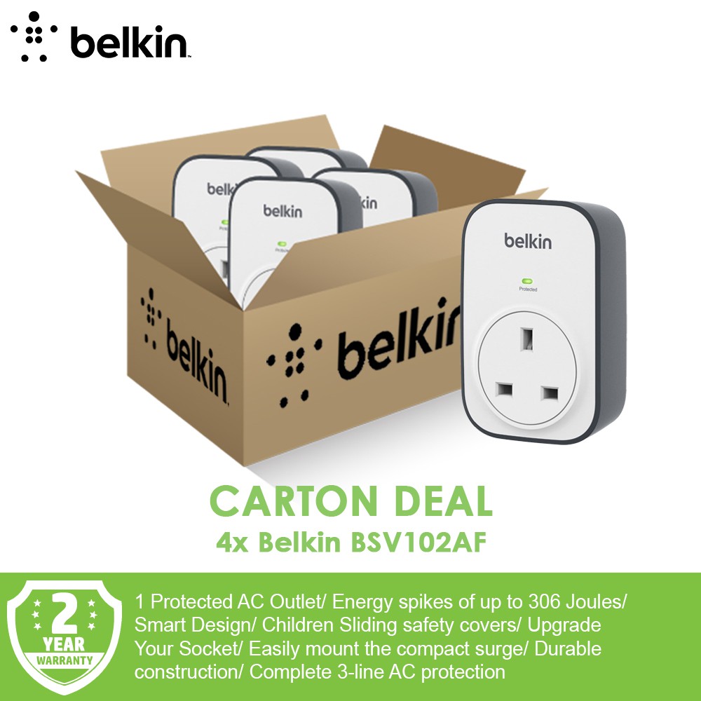 [Carton Deal] Belkin Surge Cube 1 Way / 1 Plug Surge Protection Plug ...