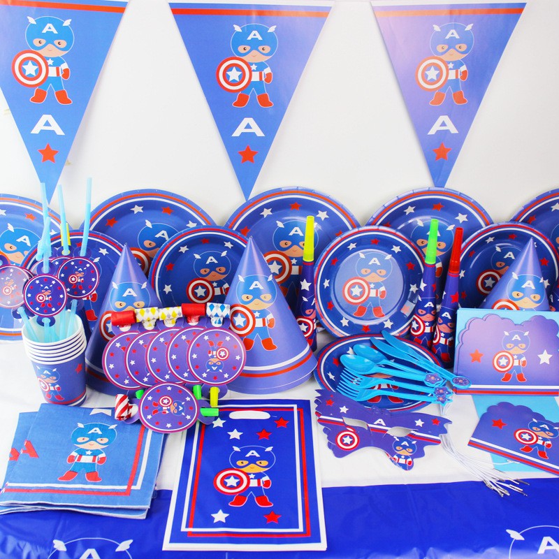 American Captain Party Table Cover Party Loot Bag Birthday Party