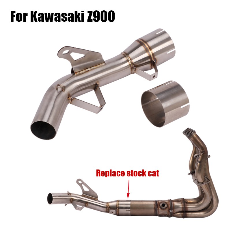 Connect Exhaust Link Tube Stainless Steel Mid Pipe Slip On For Kawasaki Z900 Cat