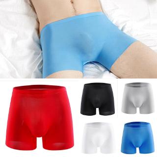 Ultra-Size Men Ice Silk Seamless Breathable Comfy Boxers Underwear Bulge Briefs Shorts