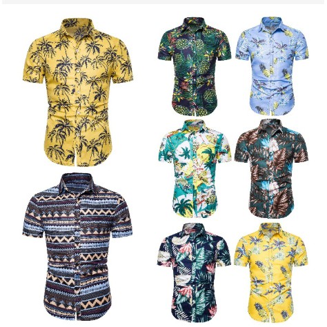  Baju  Kemeja Lengan  Pendek  Hawai Floral Men Summer Short 