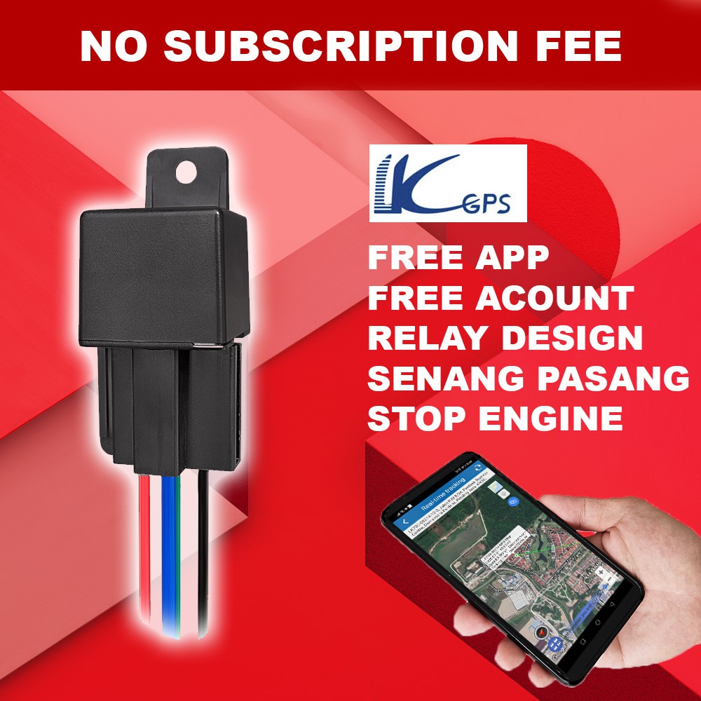 LKGPS GPS Tracker Relay Design 2in1 Wired with Cut off function GPRS Free APP Shopee Malaysia
