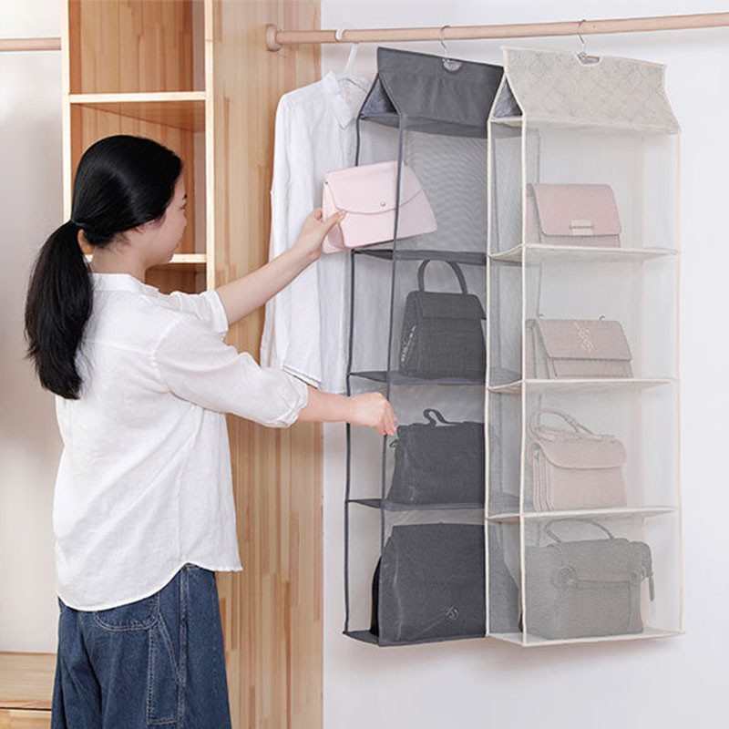 2 to 4 layers big size bag wall hanging storage closet organizer tote ...