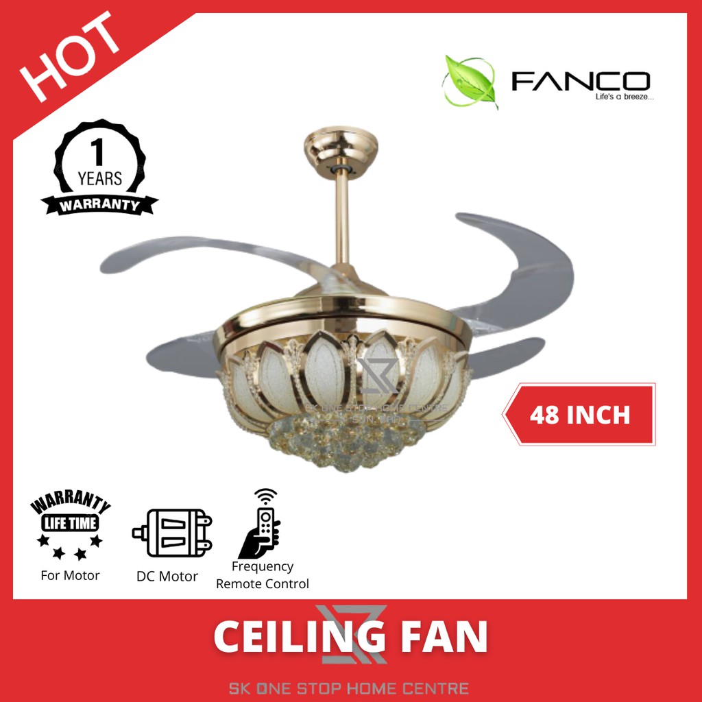 FANCO F119GD 48" RETRACTABLE CEILING FAN WITH LED LIGHT (GOLD) Shopee Malaysia