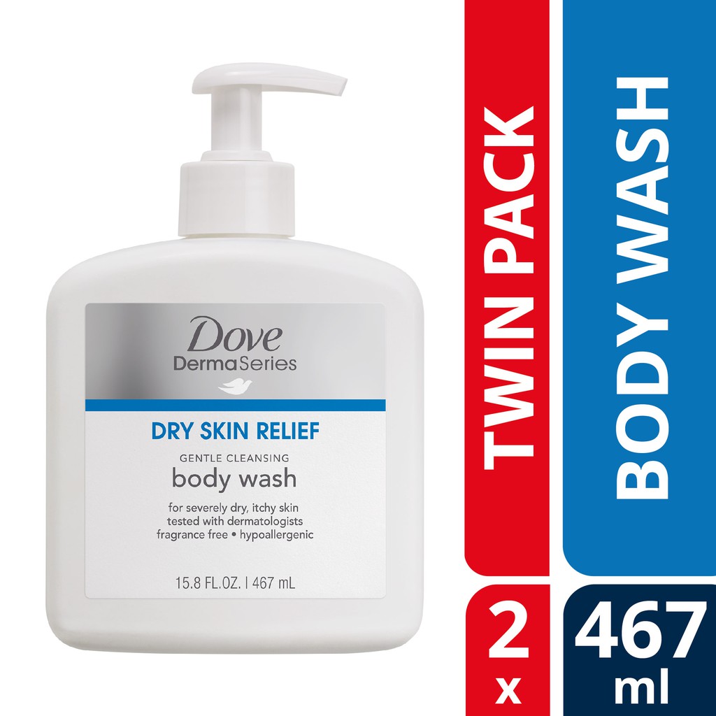 Dove Derma Series Dry Skin Relief Gentle Cleansing Body Wash (2 x 467ml