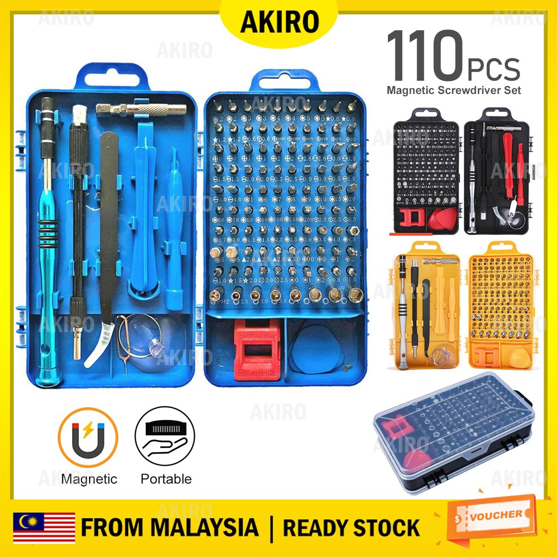 AKIRO DIY Home 110pcs Portable Magnetic Screwdriver Tool ...