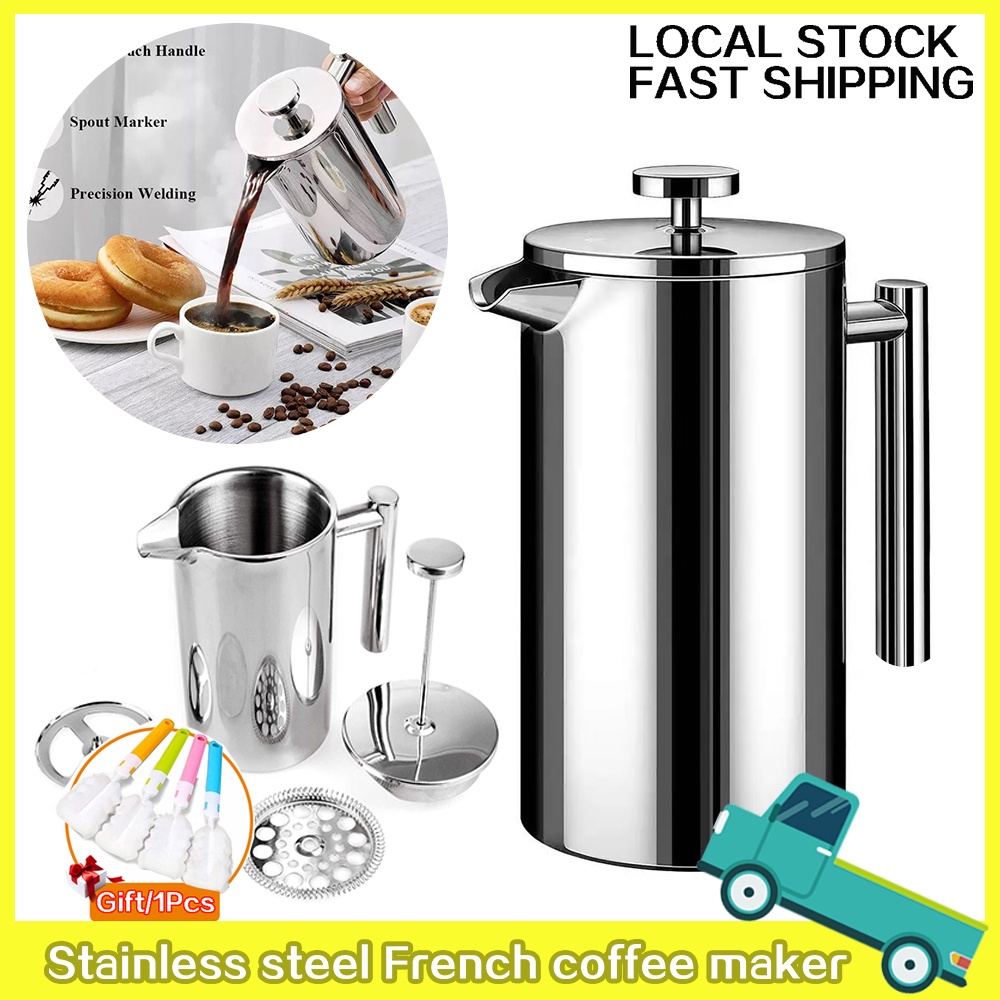 🇲🇾 Barista Stainless Steel French Press Coffee Maker Coffee Press Coffee Pot Tea Pot Maker Coffee Filter