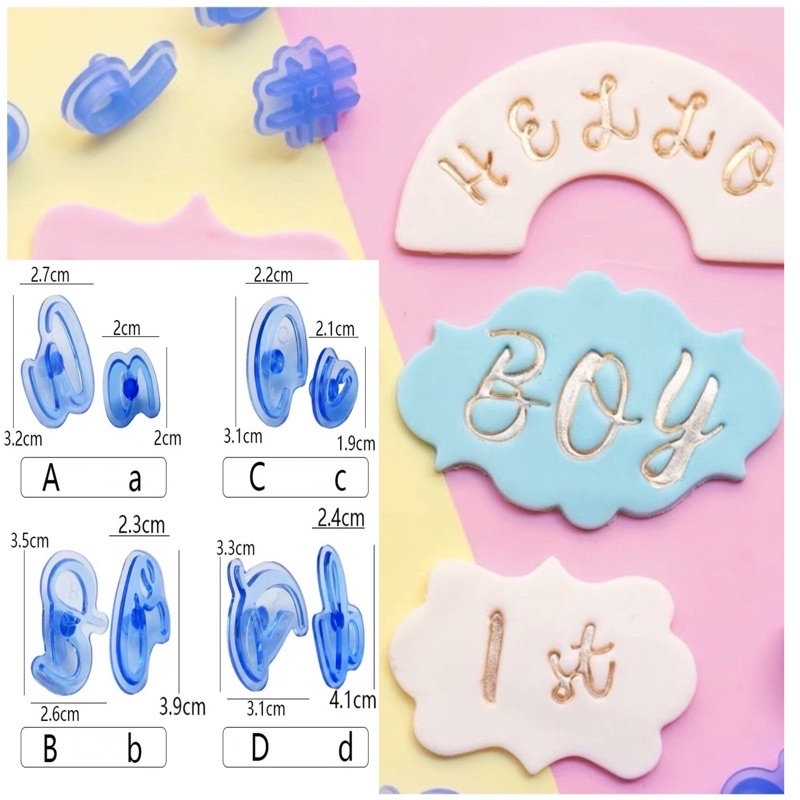 Pastry Tools Alphabet Letter Number DIY Silicone Cookie Press Stamp Embosser Cutter Fondant Acuan Huruf