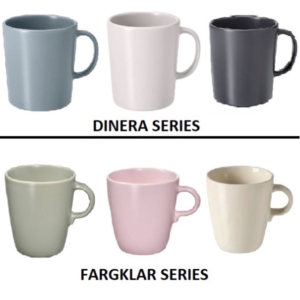 Swedish Design Dinera Coffee Mug / Tea Mug 300 / 370 ML , Grey-Blue / Dark Grey / Pink / Beige / Green