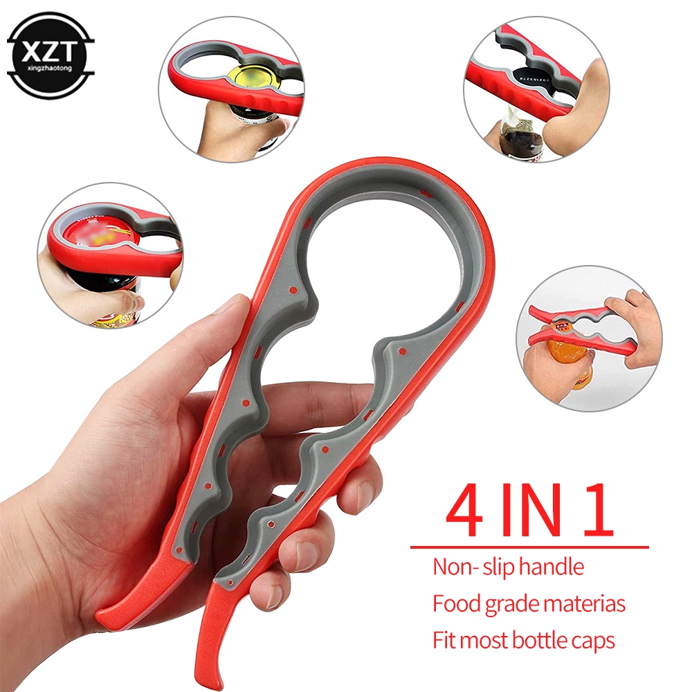 Plastic four-in-one bottle opener anti-slip can opener plastic screw cap tool kitchen tool