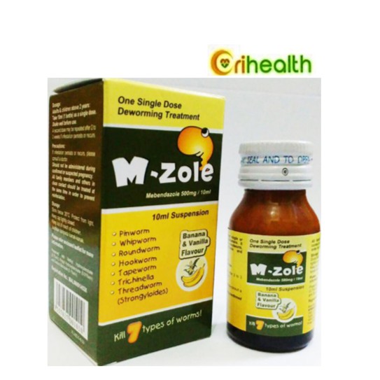 M-ZOLE SUSPUSPENSION Mebendazole 500mg 10ML deworm Ubat 