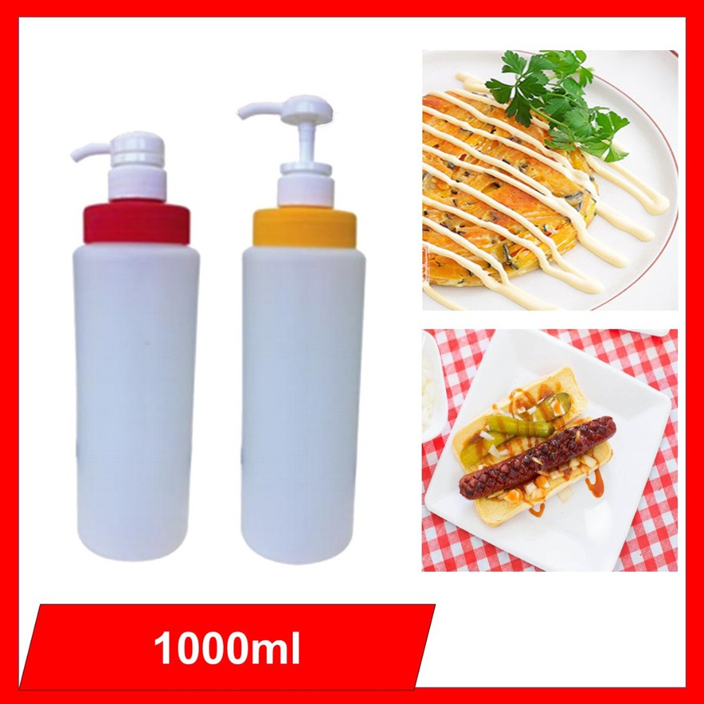 "PREMIUM QUALITY" Sauce Bottle 1000ml with Pump / Sauce Dispenser with