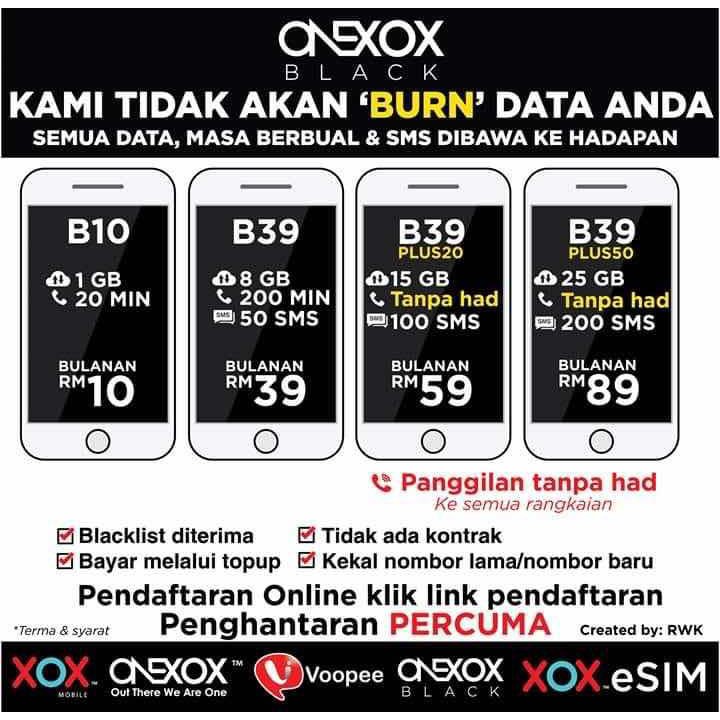 A Onexox Celcom Sim Card Postpaid Black eSim for iphone XS ...