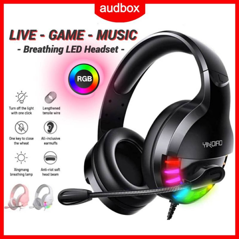 Q2 Headphone Gaming Headset Stereo Online Computer Microphone Rgb 