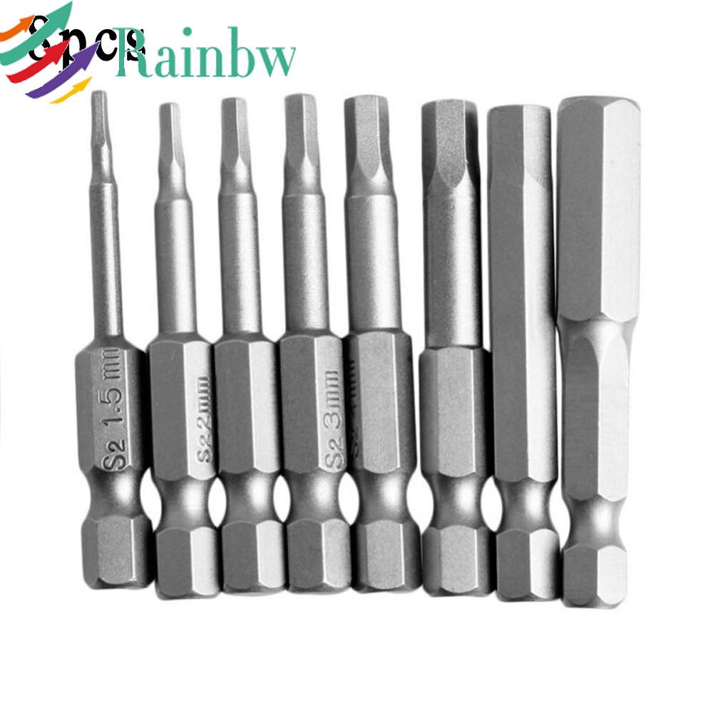 Craft Build Hex Key Allen Bits Tool 8pcs Set Quick Connect Impact Driver Power Drill Metric Silver Magnetic handle At... - Image 4