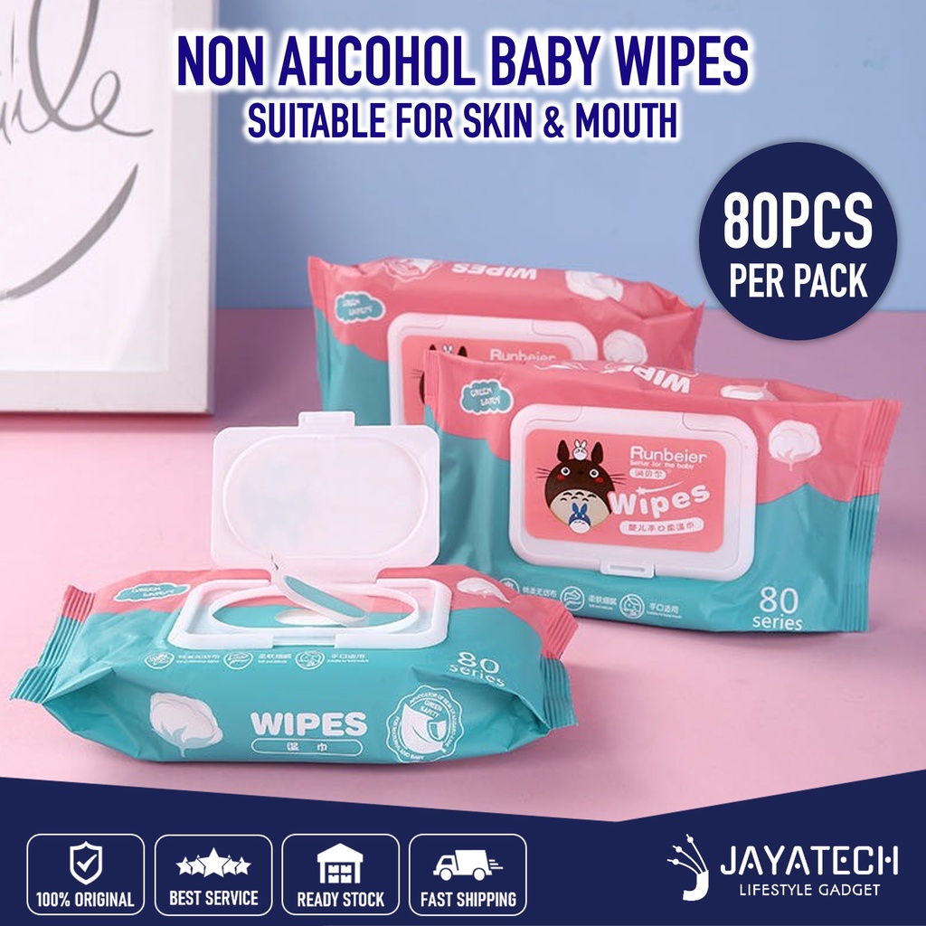 80PCS NON ALCOHOL BABY WIPES / BABY WET TISSUE ANTI BACTERIAL ALCOHOL FREE WET TISSUE / TISU BASAH BAYI / TISSUE BASAH