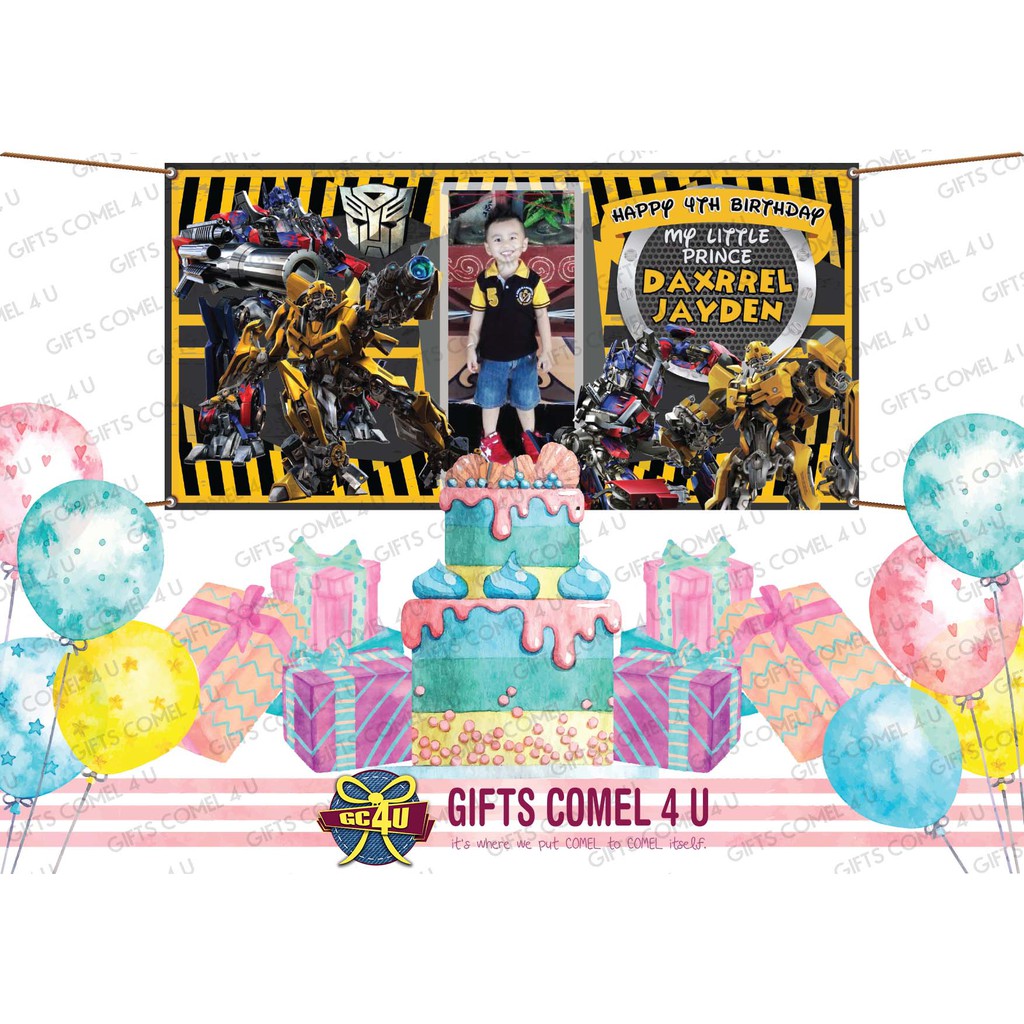 Transformers Theme Backdrop Banner Birthday Shopee Malaysia